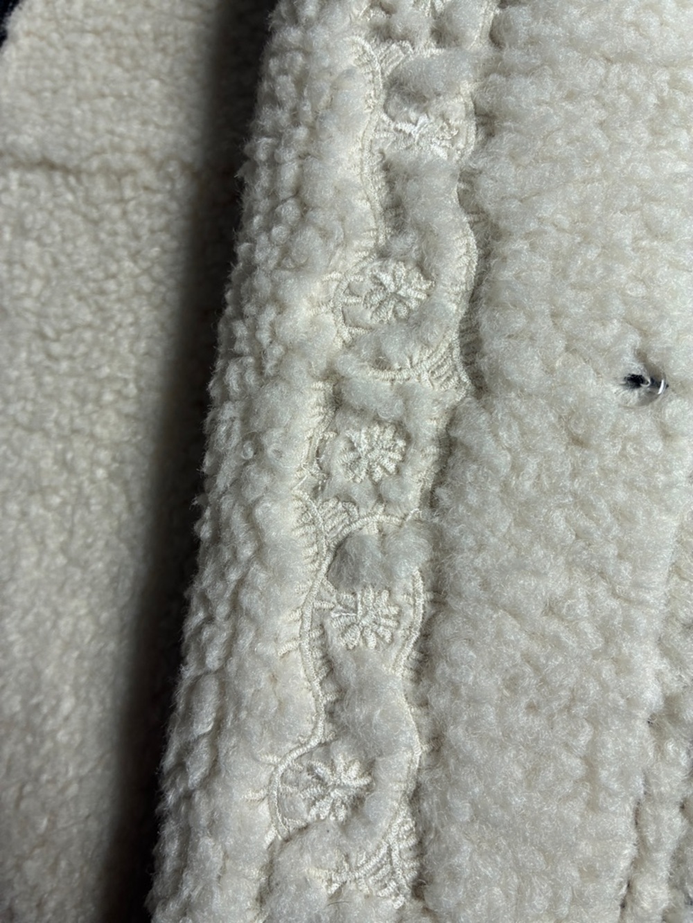 Free People Black Faux-Leather Sherpa Vest with White Embroidery - Picture 6 of 7
